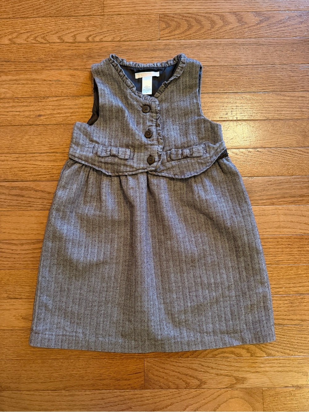 Janie and Jack Precious Holiday Brown Herringbone Dress